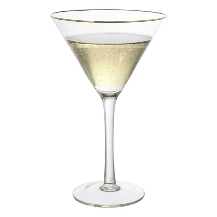 Xenos Martiniglas roze gouden rand - glas - 220 ml- Cocktailglazen