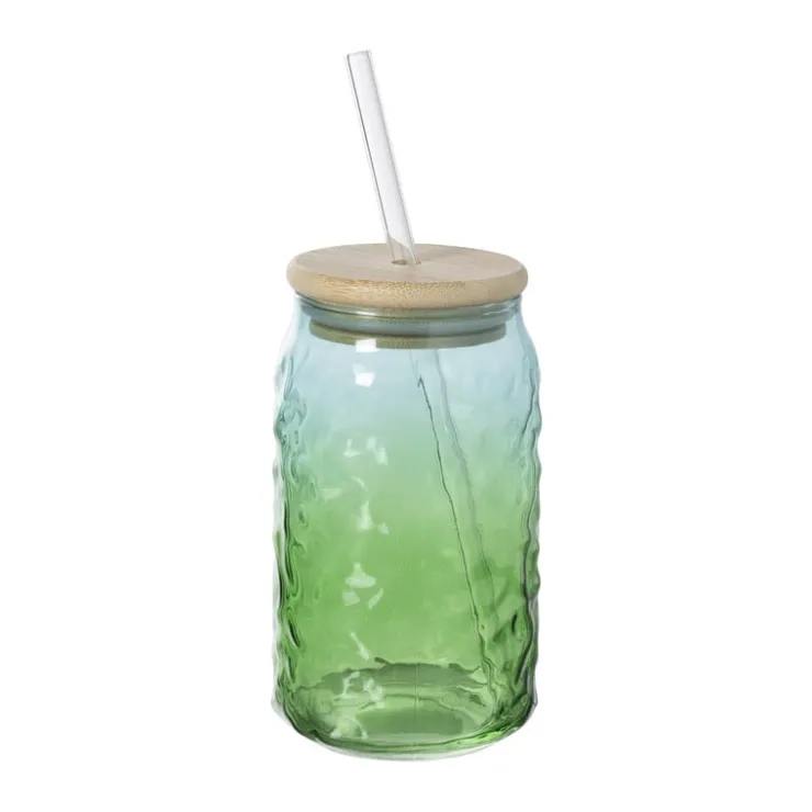 Xenos Mason jar iriserend - groen - ø7.5x14 cm- Mason Jars