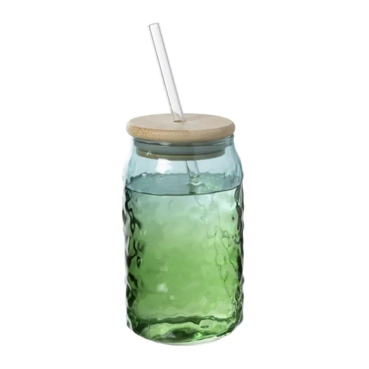 Xenos Mason jar iriserend - groen - ø7.5x14 cm- Mason Jars
