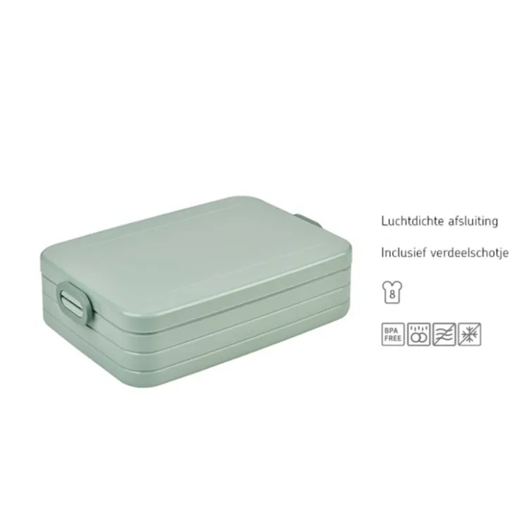 Mepal lunchbox groot - lichtgroen - 6.5x25.5x17 cm- Broodtrommels