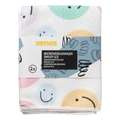 Xenos Microvezeldoekjes smiley - set van 2- Schoonmaakdoekjes