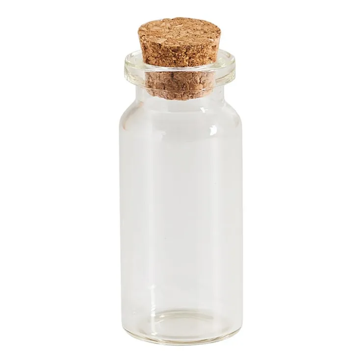 Xenos Mini flesjes met kurk - 6 stuks - 6x10 ml- Knutselspullen|Voorraadpotten