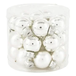 Xenos Mini kerstbal - zilver - set van 24- Kerstballen