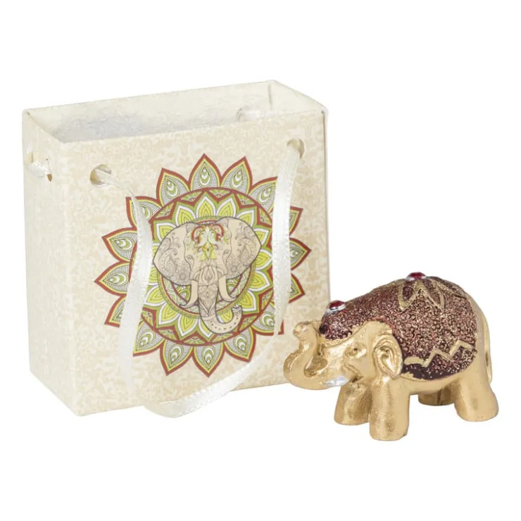 Xenos Mini olifant in tasje - diverse kleuren - 3 cm- Decoratieve Beelden