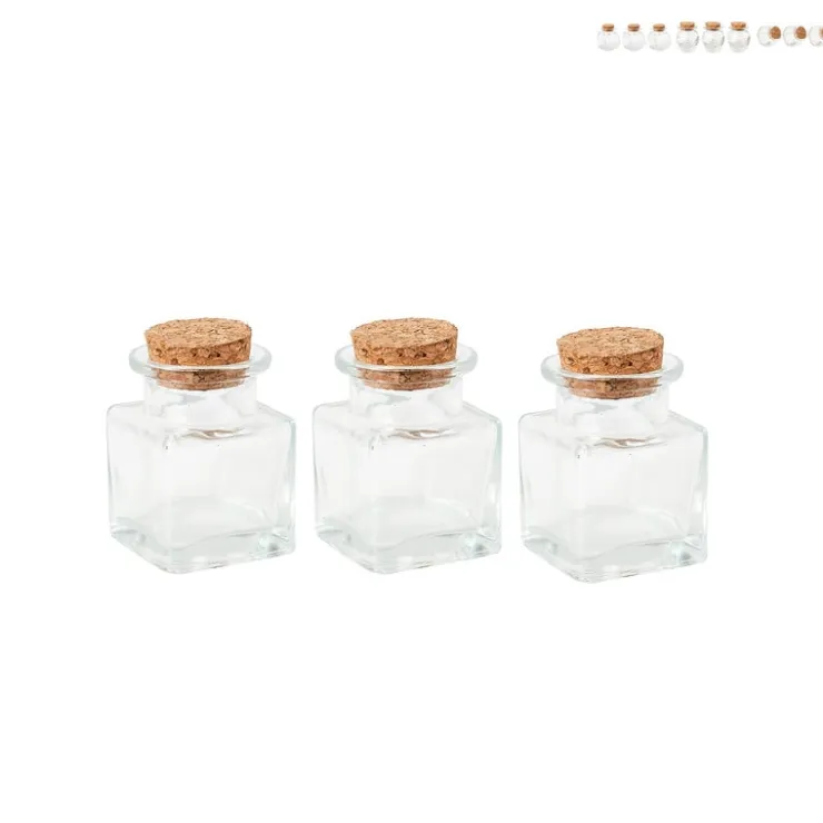 Xenos Mini voorraadpotje met kurk - set van 3 - 5 ml- Voorraadpotten