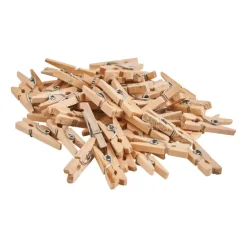 Xenos Mini wasknijpers - naturel - 50 stuks- Knutselspullen|Wasknijpers