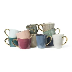 Xenos Mok met gouden oortje - blauw - 250 ml- Mokken