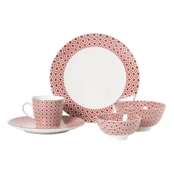 Xenos Mok Mirna ruit - rood/wit - 360 ml- Mokken