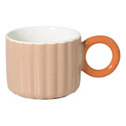 Xenos Mok ribbel - bruin/oranje - 200 ml- Mokken