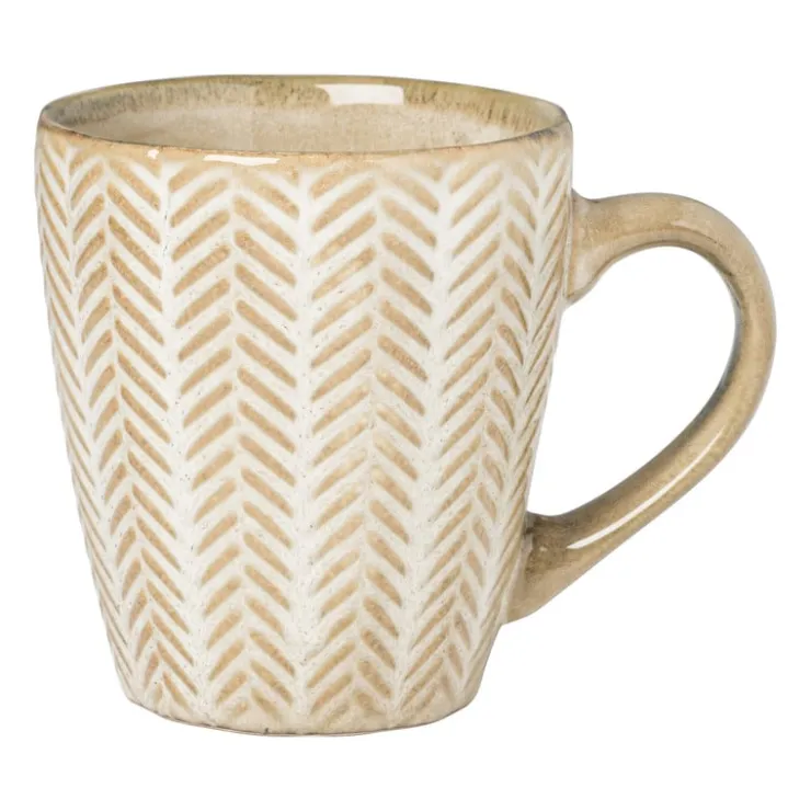 Xenos Mokje relief - beige - 175 ml- Mokken
