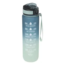 Xenos Motivatie waterfles - groen/blauw - 1 liter- Drinkflessen|Kerstcadeaus