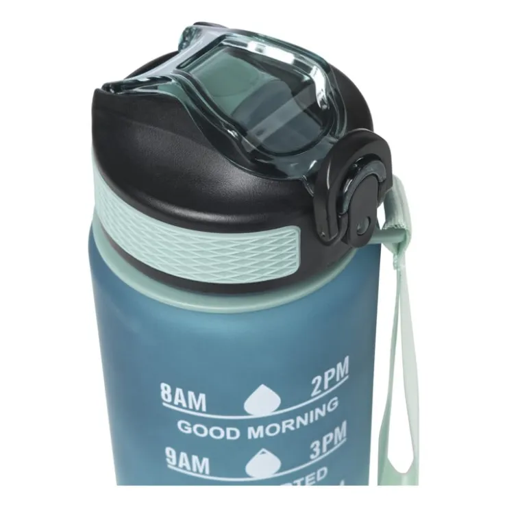Xenos Motivatie waterfles - groen/blauw - 1 liter- Drinkflessen|Kerstcadeaus