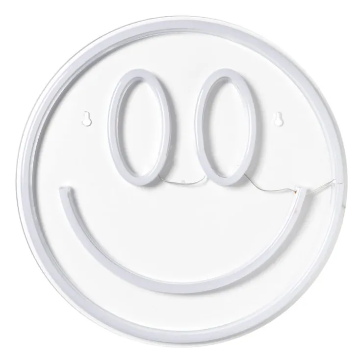 Xenos Neon LED lamp smiley - geel - ø33x2 cm- Kerstcadeaus|Led Lampen