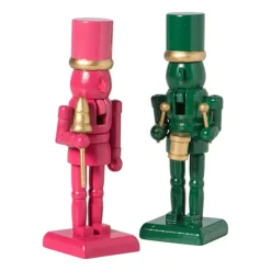 Xenos Notenkraker beeldje - roze - 12.5 cm- Kerstcadeaus|Kerstfiguren