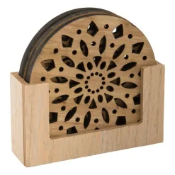 Xenos Onderzetter hout deco - set van 4- Onderzetters