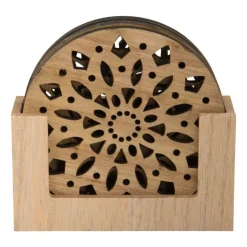 Xenos Onderzetter hout deco - set van 4- Onderzetters