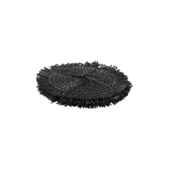 Xenos Onderzetters franje zwart - set van 4 - ø10 cm- Onderzetters