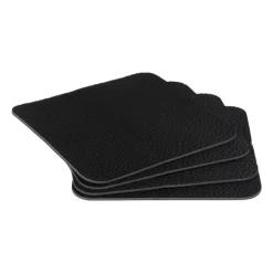 Xenos Onderzetters PU leer - zwart - set van 4- Onderzetters