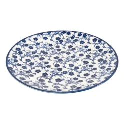 Xenos Ontbijtbord blue print - flowers - ⌀21 cm- Borden