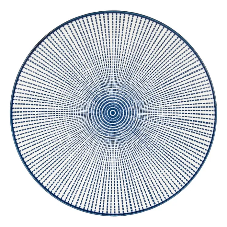 Xenos Ontbijtbord blue print - stripes - ⌀21 cm- Borden
