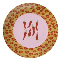 Xenos Ontbijtbord chili pepers - roze/rood - ø21x2 cm- Borden