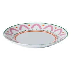 Xenos Ontbijtbord holly jolly - roze - ø20.6x2.5 cm- Borden