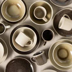 Xenos Ontbijtbord kaori - wit/bruin - ø21.8x2.5 cm- Borden