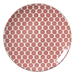 Xenos Ontbijtbord Mirna bloem - rood/wit - ø22x2 cm- Borden