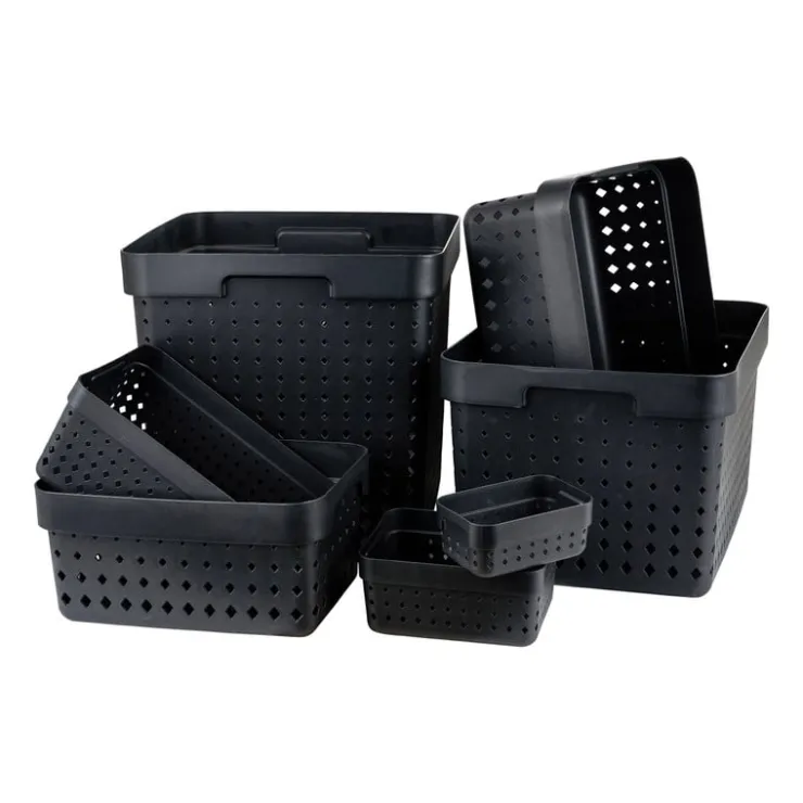 Xenos Opbergbak L - zwart - 15.8x11.8x7.3 cm- Opbergbakken