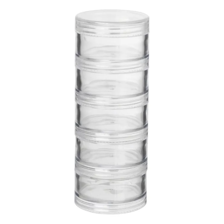 Xenos Opbergbakjes rond - 5 stuks - 5x5x12.8 cm- Doosjes|Sieraden Opbergen
