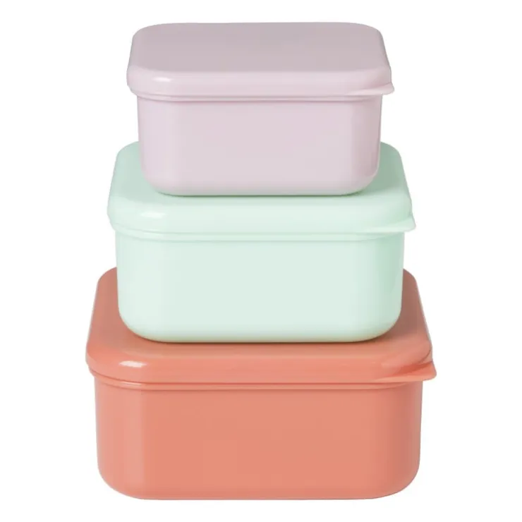 Xenos Opbergbakjes set van 3 - roze/lila/groen- Broodtrommels