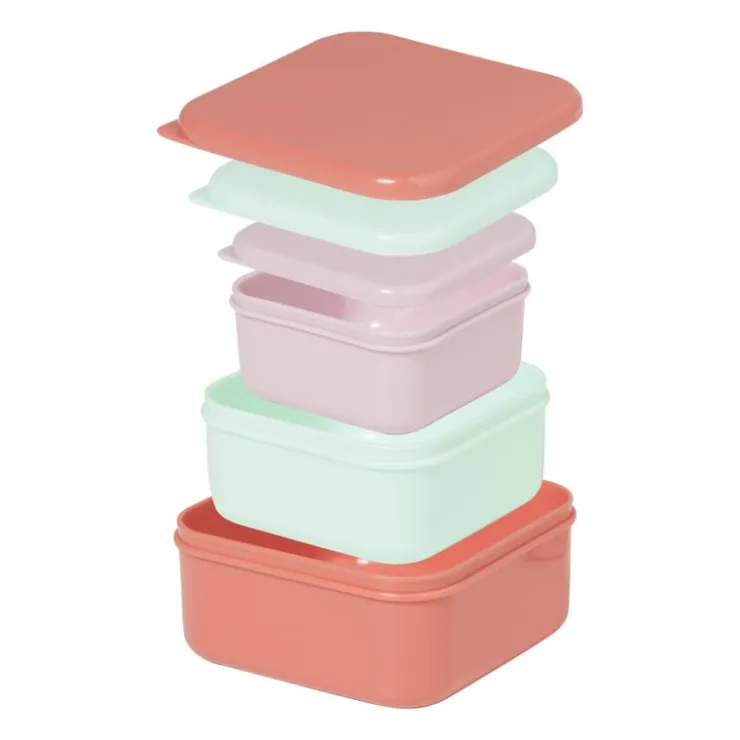 Xenos Opbergbakjes set van 3 - roze/lila/groen- Broodtrommels