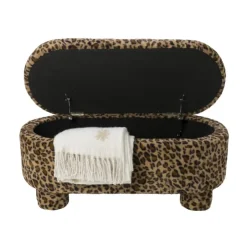 Xenos Opbergbank luipaard dodo - bruin - 43x100x42 cm- Bankjes