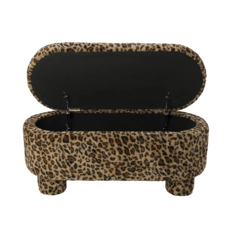 Xenos Opbergbank luipaard dodo - bruin - 43x100x42 cm- Bankjes