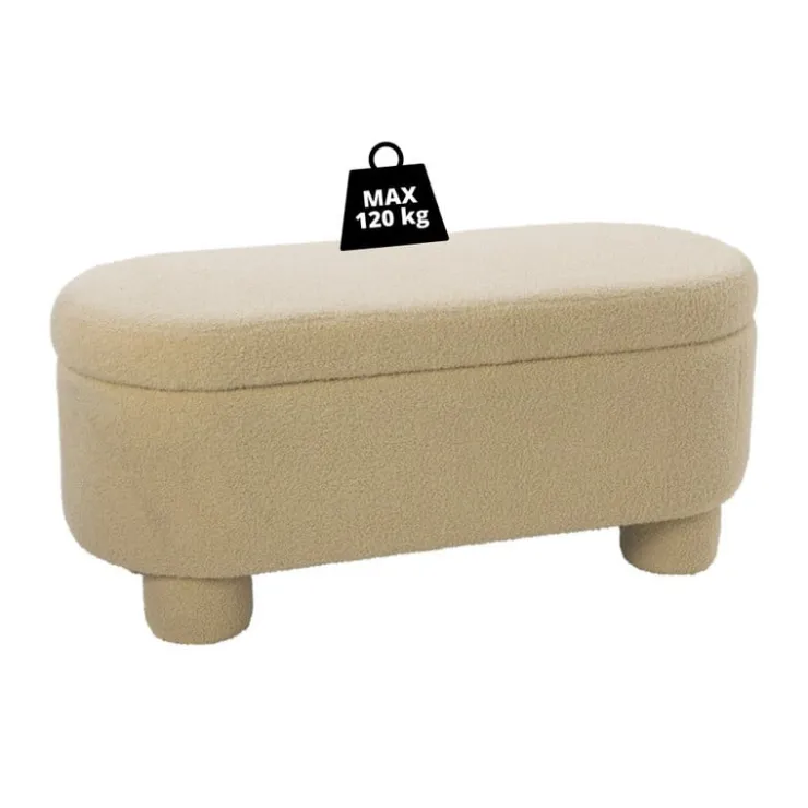 Xenos Opbergbank teddy dodo - beige - 43x100x42 cm- Bankjes