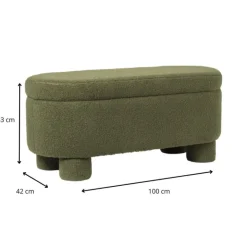 Xenos Opbergbank teddy dodo - groen - 43x100x42 cm- Bankjes