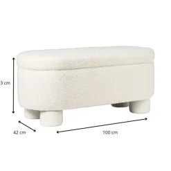 Xenos Opbergbank teddy dodo - wit - 43x100x42 cm- Bankjes