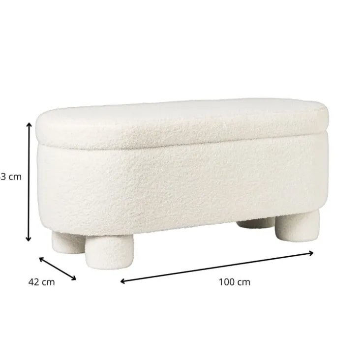 Xenos Opbergbank teddy dodo - wit - 43x100x42 cm- Bankjes