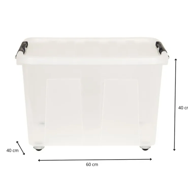 Xenos Opbergbox met wieltjes - 75 liter - 40x60x40 cm- Opbergboxen