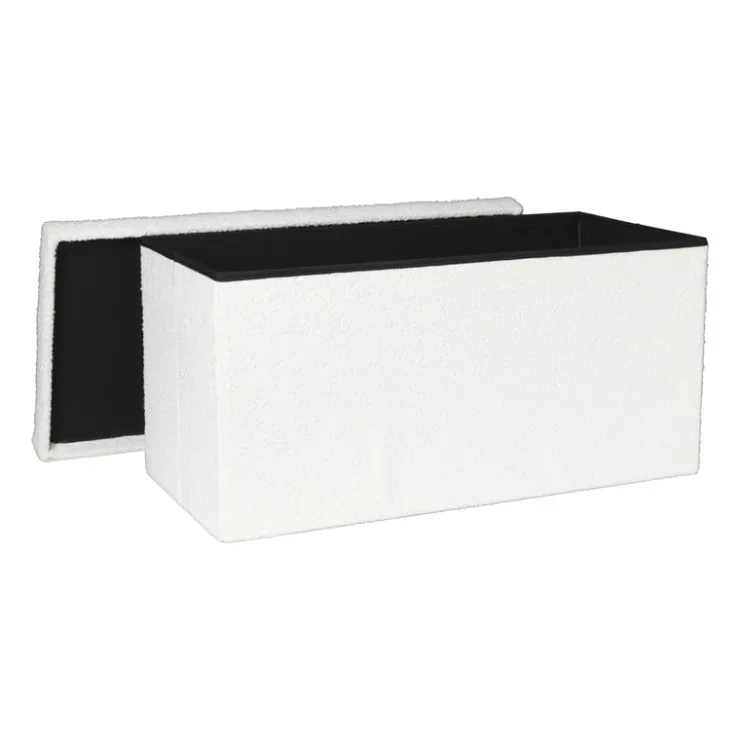 Xenos Opbergbox Teddy opvouwbaar - wit - 38x76x38 cm- Opbergboxen