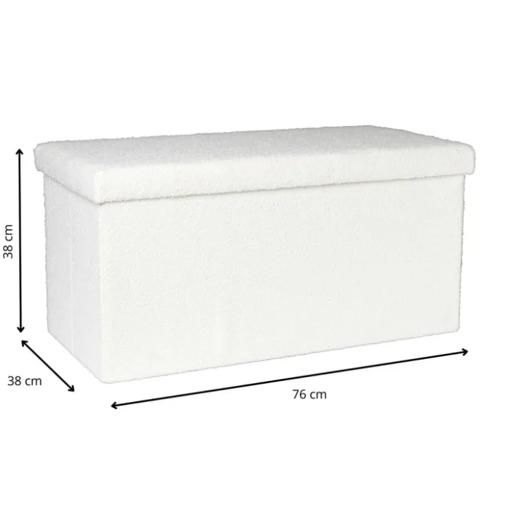 Xenos Opbergbox Teddy opvouwbaar - wit - 38x76x38 cm- Opbergboxen