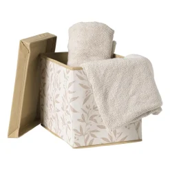 Xenos Opbergdoos met deksel leafs - bruin/beige - 30x24x22 cm- Opbergboxen