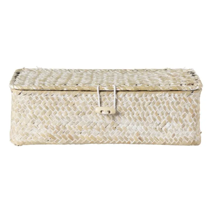 Xenos Opbergdoos zeegras - naturel - 7.5x24x14 cm- Opbergboxen|Kerstcadeaus