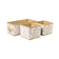 Xenos Opbergdozen leafs - bruin/beige - set van 3- Opbergboxen