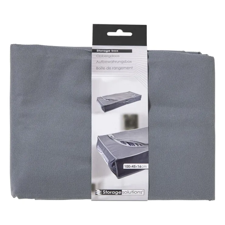 Xenos Opberghoes voor dekbed of kussens - grijs - 15x100x45 cm- Opbergbakken