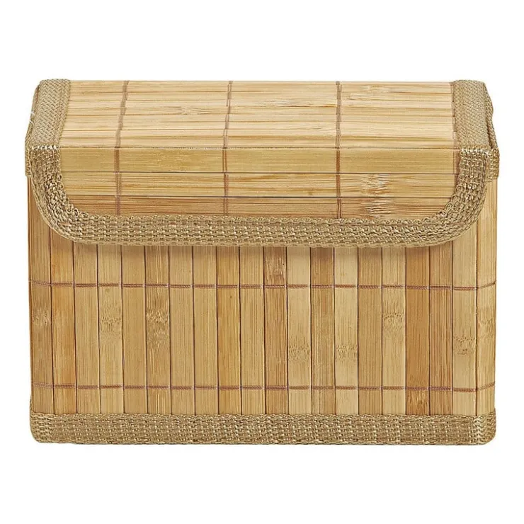 Xenos Opbergmand met deksel - bamboe - 14x20x10 cm- Opbergbakken|Manden