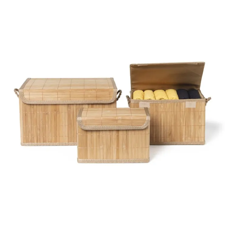 Xenos Opbergmand met deksel - bamboe - 18x29x18 cm- Manden|Manden