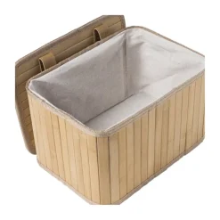 Xenos Opbergmand met deksel Oscar - 18x28x20 cm - naturel- Manden|Manden