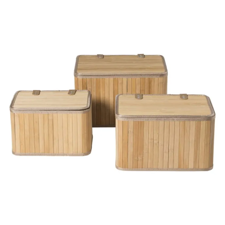 Xenos Opbergmand met deksel Oscar - 18x28x20 cm - naturel- Manden|Manden