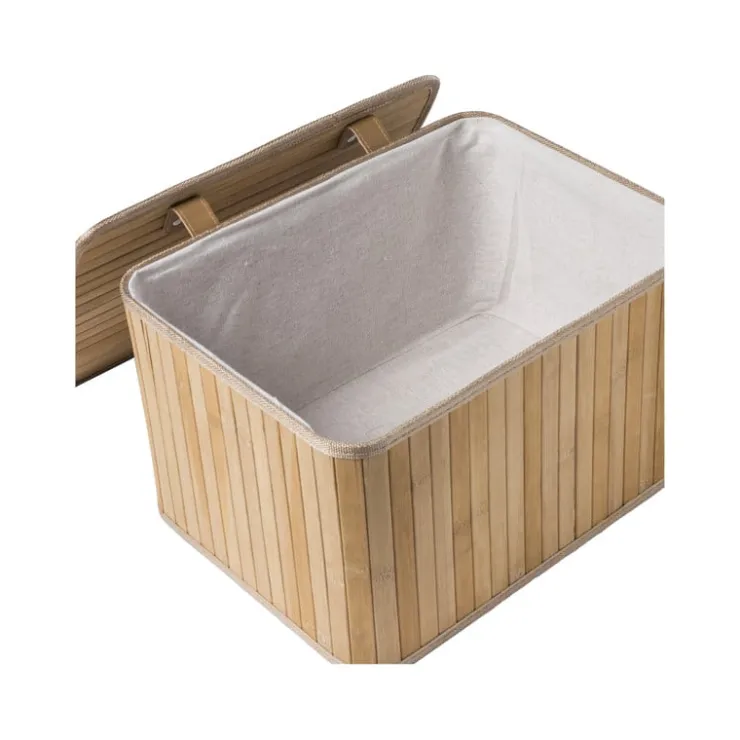 Xenos Opbergmand met deksel Oscar - 22x26x36 cm - naturel- Manden|Manden
